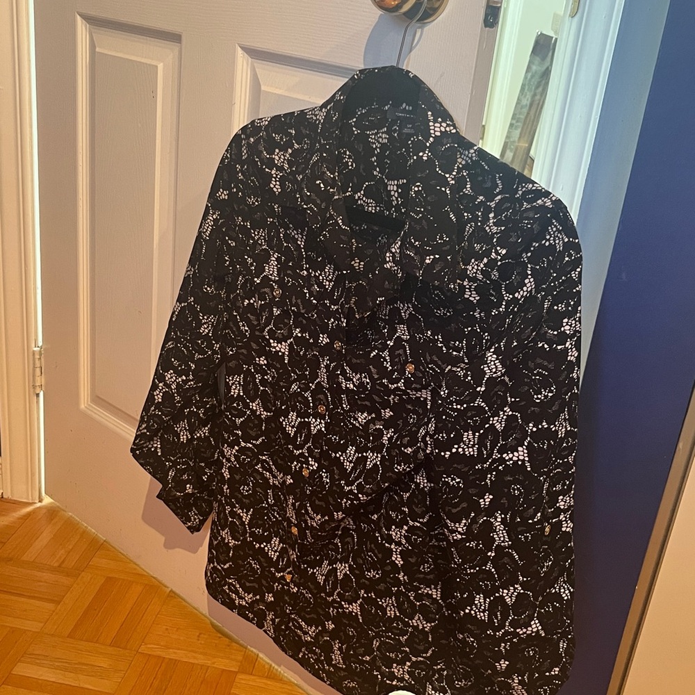 Tommy Hilfiger Black and White Button Down Shirt